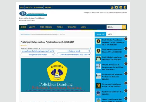 
                            2. Pendaftaran Mahasiswa Baru Poltekkes Bandung T.A 2019/2020