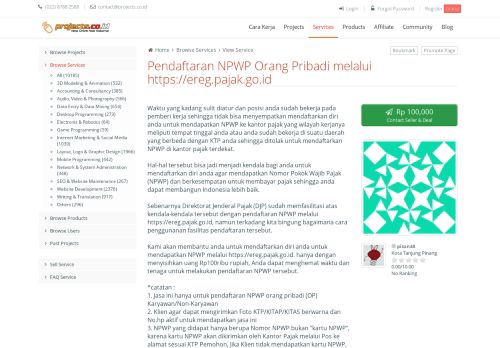 
                            10. Pendaftaran NPWP Orang Pribadi melalui https://ereg.pajak.go.id