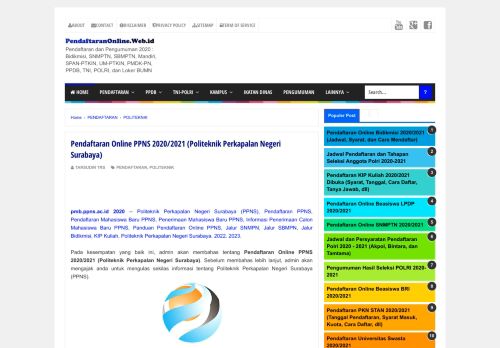 
                            9. Pendaftaran Online PPNS 2019/2020 (Politeknik Perkapalan Negeri ...