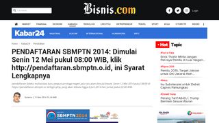 
                            2. PENDAFTARAN SBMPTN 2014: Dimulai Senin 12 Mei pukul 08:00 ...