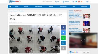 
                            1. Pendaftaran SBMPTN 2014 Mulai 12 Mei - Tribunnews.com