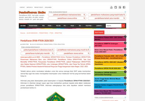 
                            2. Pendaftaran SPAN-PTKIN 2019/2020 | Pendaftaran MaBa 2019/2020