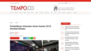 
                            10. Pendaftaran Volunteer Asian Games 2018 Kembali Dibuka - Sport ...