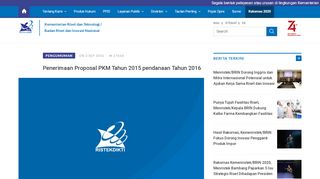 
                            1. Penerimaan Proposal PKM Tahun 2015 pendanaan Tahun 2016 ...