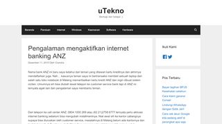 
                            9. Pengalaman mengaktifkan internet banking ANZ – uTekno
