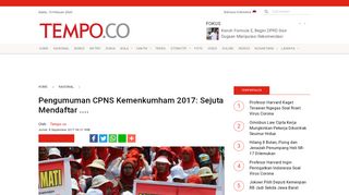 
                            12. Pengumuman CPNS Kemenkumham 2017: Sejuta Mendaftar ...