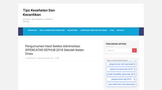 
                            5. Pengumuman Hasil Seleksi Administrasi SIPENCATAR DEPHUB ...