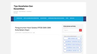 
                            9. Pengumuman Hasil Seleksi PPDB SMA SMK Kota Batam Kepri ...