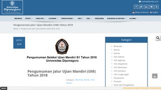 
                            6. Pengumuman Jalur Ujian Mandiri (UM) Tahun 2018 ... - Undip