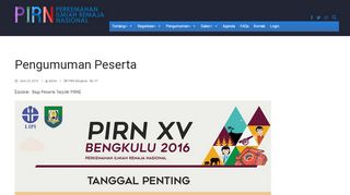 
                            6. Pengumuman Peserta – PIRN ke-18 - LIPI