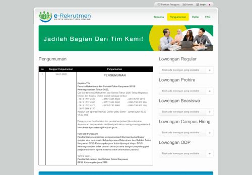 
                            5. Pengumuman - REKRUTMEN BPJS KETENAGAKERJAAN