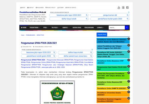 
                            6. Pengumuman SPAN-PTKIN 2019/2020 | PendaftaranOnline.Web.id ...