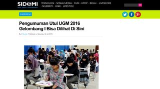 
                            12. Pengumuman Utul UGM 2016 Gelombang I Bisa Dilihat Di Sini - Sidomi