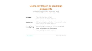 
                            8. Penneo ApS Status - Users can't log in or send/sign documents