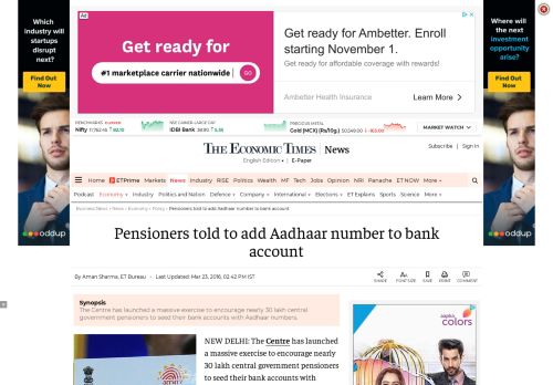 
                            3. Pensioners told to add Aadhaar number to bank account - The ...