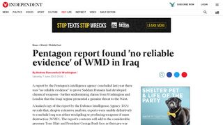 
                            13. Pentagon report found 'no reliable evidence' of WMD in Iraq | The ...