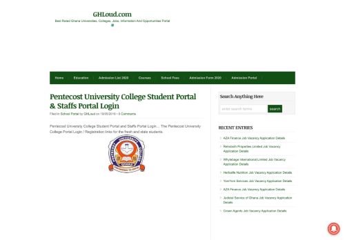 
                            13. Pentecost University College Student Portal & Staffs Portal Login ...