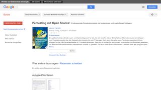 
                            10. Pentesting mit Open Source: Professionelle Penetrationstests mit ... - Google Books-Ergebnisseite