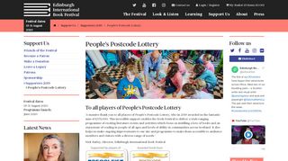
                            12. People's Postcode Lottery | Edinburgh International Book Festival