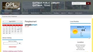 
                            9. Peoplesmart — QUITMAN PUBLIC LIBRARY QUITMAN, TEXAS