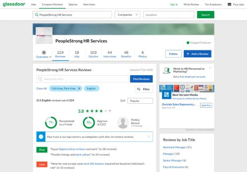 
                            9. PeopleStrong HR Services Reviews | Glassdoor.co.in