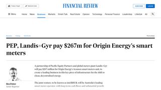 
                            10. PEP, Landis+Gyr pay $267m for Origin Energy's smart meters