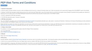 
                            8. PEP-WEB Billing Terms and Conditions | RANZCP