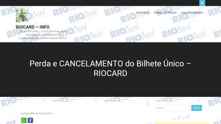
                            5. Perda e CANCELAMENTO do Bilhete Único – RIOCARD - RIOCARD ...