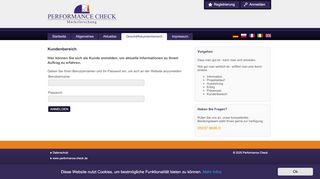 
                            2. Performance-Checker: Kundenbereich Login