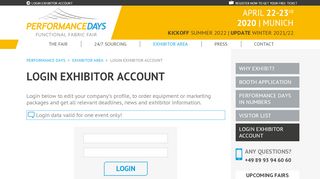 
                            10. PERFORMANCE DAYS - Login Exhibitor Account - PERFORMANCE ...