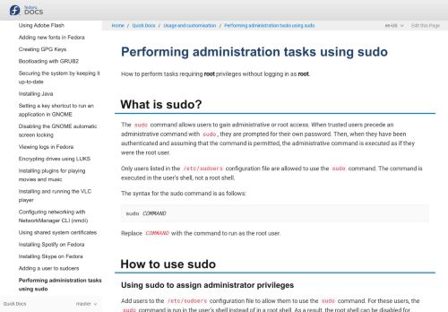 
                            3. Performing administration tasks using sudo :: Fedora Docs Site