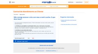 
                            3. Pergunta da categoria Login e senha | Central de ... - Empregos