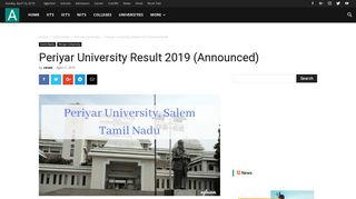 
                            7. Periyar University Result 2018 [Released] – Check Nov 2018 UG/PG ...