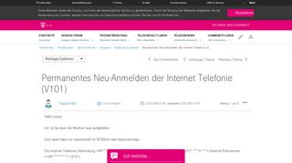 
                            9. Permanentes Neu-Anmelden der Internet Telefonie - Telekom hilft ...