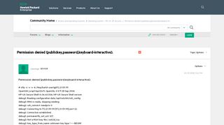 
                            10. Permission denied (publickey,password,keyboard-int... - Hewlett ...