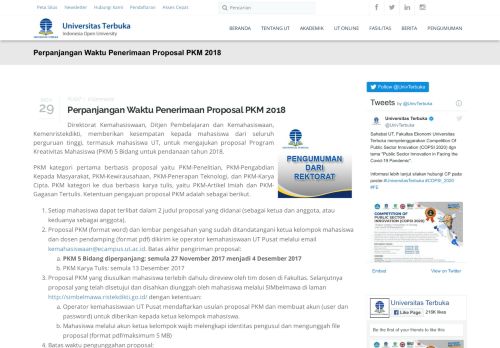 
                            10. Perpanjangan Waktu Penerimaan Proposal PKM 2018 | Universitas ...