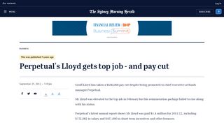 
                            13. Perpetual's Lloyd gets top job - and pay cut - Sydney ...