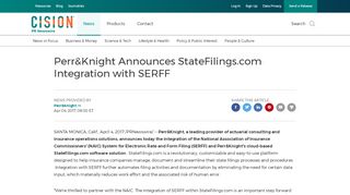
                            11. Perr&Knight Announces StateFilings.com Integration with SERFF
