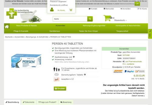 
                            8. PERSEN 40 TABLETTEN - Online Apotheke CZ