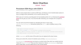 
                            8. Persistent SSH Keys with ESXi 6 — Nick Charlton