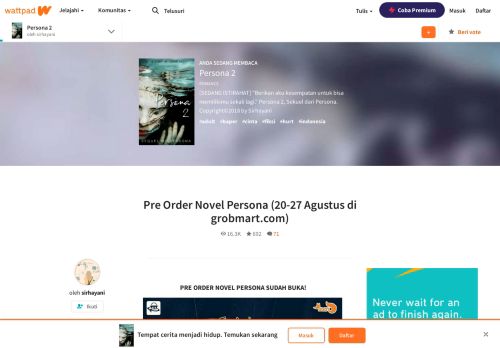 
                            8. Persona 2 - Pre Order Novel Persona (20-27 Agustus di grobmart.com ...