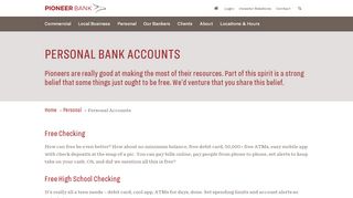 
                            2. Personal Accounts | Pioneer Bank