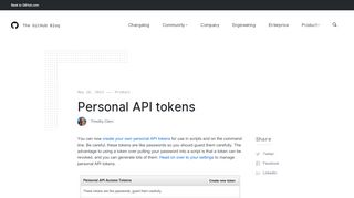 
                            5. Personal API tokens - The GitHub Blog