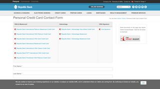
                            2. Personal Credit Card Contact Form | Republic Bank