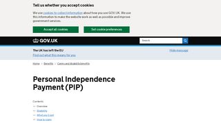 
                            5. Personal Independence Payment (PIP) - GOV.UK