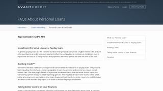 
                            7. Personal Loans & Bad Credit - AvantCredit