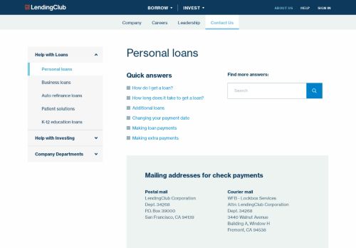 
                            2. Personal loans - Contact Us | Save with LendingClub