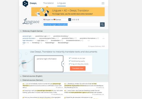 
                            4. personal login information - German translation – Linguee