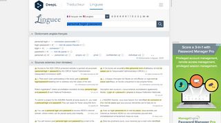 
                            9. personal login password - Traduction française – Linguee