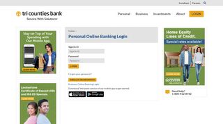 
                            1. Personal Online Banking Login › Tri Counties Bank
